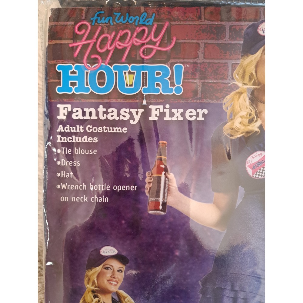 Fun World Happy Hour Fantasy Fixer Babe Blue Mechanic Costume Size Med/Lg 10-14 - Picture 4 of 7